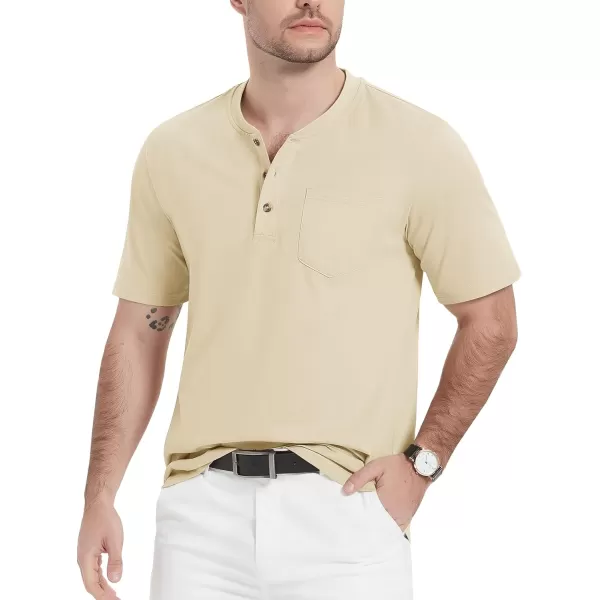 MAGCOMSEN Men's Henley Shirts Short Sleeve Pocket Tee Shirts Cotton Casual T-Shirts Vintage Plain Shirts Summer Fashion