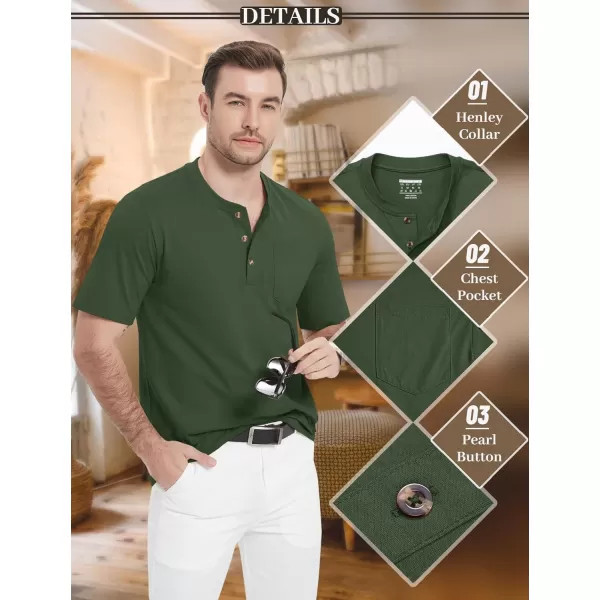 MAGCOMSEN Men's Henley Shirts Short Sleeve Pocket Tee Shirts Cotton Casual T-Shirts Vintage Plain Shirts Summer Fashion