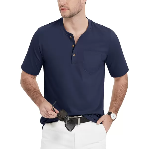 MAGCOMSEN Men's Henley Shirts Short Sleeve Pocket Tee Shirts Cotton Casual T-Shirts Vintage Plain Shirts Summer Fashion