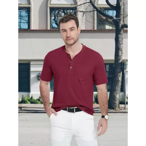 MAGCOMSEN Men's Henley Shirts Short Sleeve Pocket Tee Shirts Cotton Casual T-Shirts Vintage Plain Shirts Summer Fashion