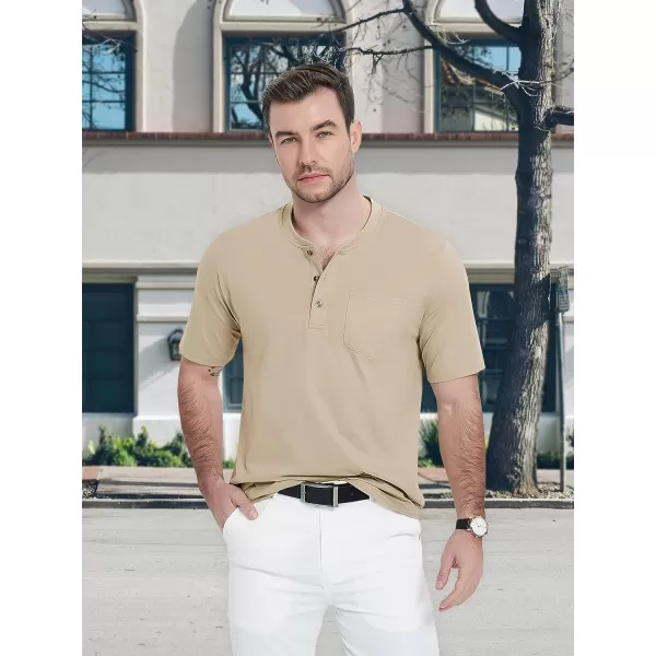 MAGCOMSEN Men's Henley Shirts Short Sleeve Pocket Tee Shirts Cotton Casual T-Shirts Vintage Plain Shirts Summer Fashion