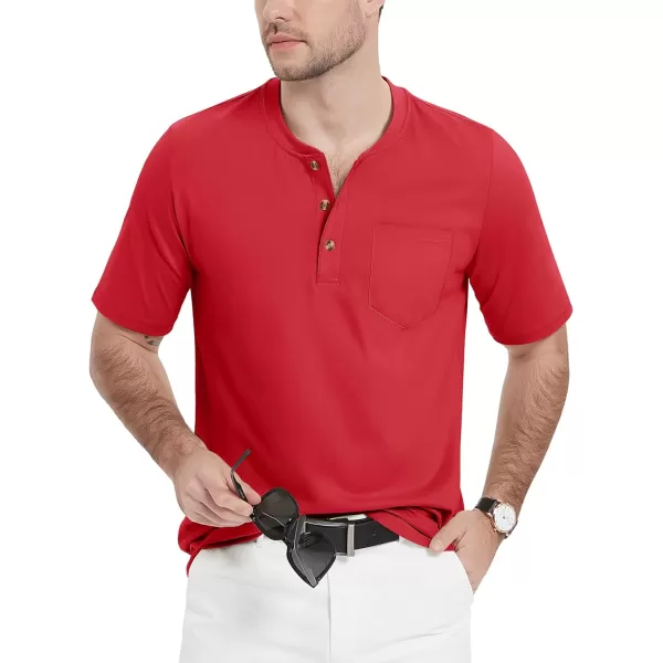 MAGCOMSEN Men's Henley Shirts Short Sleeve Pocket Tee Shirts Cotton Casual T-Shirts Vintage Plain Shirts Summer Fashion