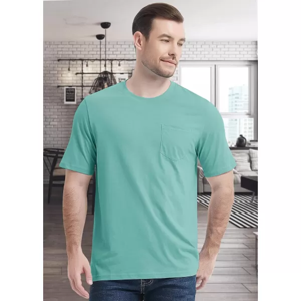 MAGCOMSEN Mens T Shirt Short Sleeve Pocket T Shirt Cotton Crewneck Tee Regular Fit Ribbed Neckline Shirt for Men