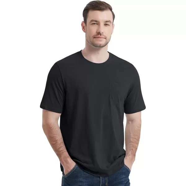 MAGCOMSEN Mens T Shirt Short Sleeve Pocket T Shirt Cotton Crewneck Tee Regular Fit Ribbed Neckline Shirt for Men