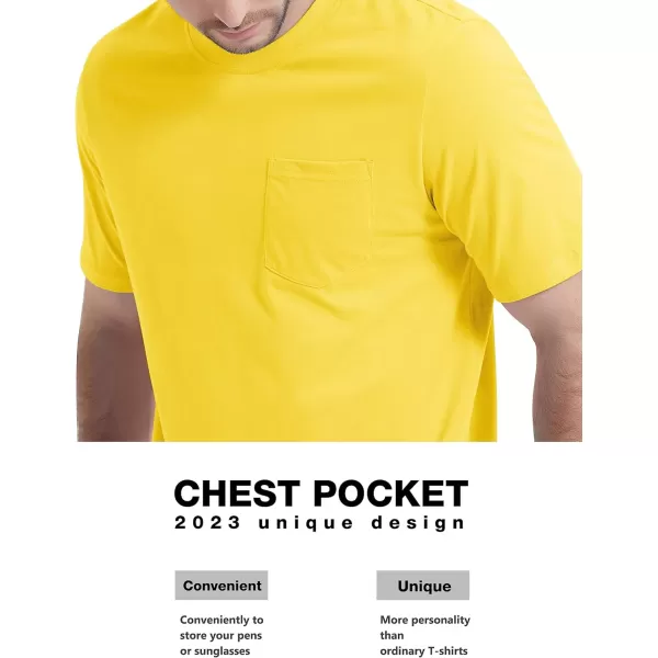 MAGCOMSEN Mens T Shirt Short Sleeve Pocket T Shirt Cotton Crewneck Tee Regular Fit Ribbed Neckline Shirt for Men