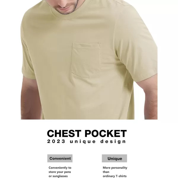 MAGCOMSEN Mens T Shirt Short Sleeve Pocket T Shirt Cotton Crewneck Tee Regular Fit Ribbed Neckline Shirt for Men