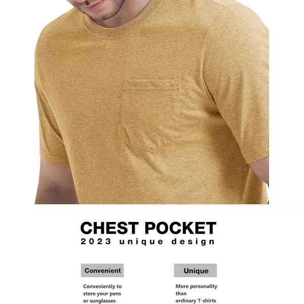 MAGCOMSEN Mens T Shirt Short Sleeve Pocket T Shirt Cotton Crewneck Tee Regular Fit Ribbed Neckline Shirt for Men