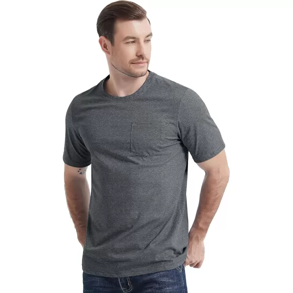 MAGCOMSEN Mens T Shirt Short Sleeve Pocket T Shirt Cotton Crewneck Tee Regular Fit Ribbed Neckline Shirt for Men