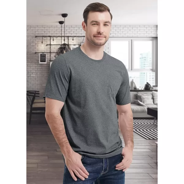 MAGCOMSEN Mens T Shirt Short Sleeve Pocket T Shirt Cotton Crewneck Tee Regular Fit Ribbed Neckline Shirt for Men