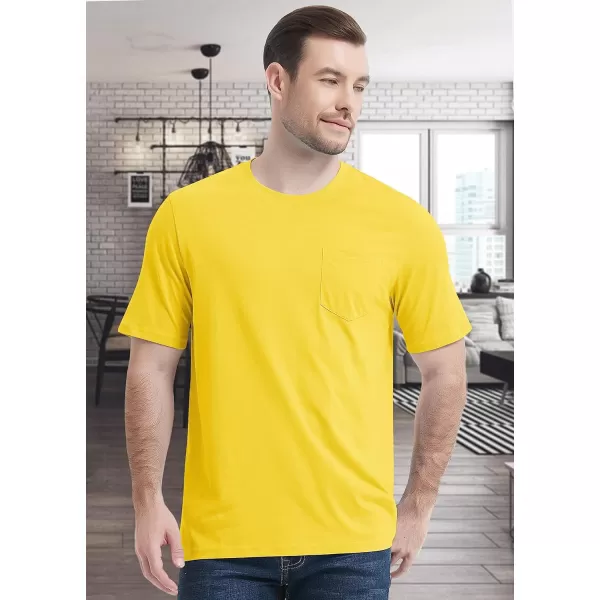 MAGCOMSEN Mens T Shirt Short Sleeve Pocket T Shirt Cotton Crewneck Tee Regular Fit Ribbed Neckline Shirt for Men