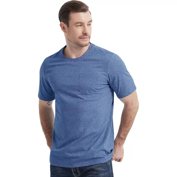 MAGCOMSEN Mens T Shirt Short Sleeve Pocket T Shirt Cotton Crewneck Tee Regular Fit Ribbed Neckline Shirt for Men