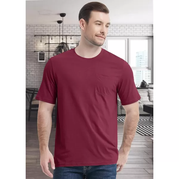 MAGCOMSEN Mens T Shirt Short Sleeve Pocket T Shirt Cotton Crewneck Tee Regular Fit Ribbed Neckline Shirt for Men