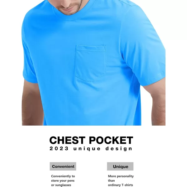 MAGCOMSEN Mens T Shirt Short Sleeve Pocket T Shirt Cotton Crewneck Tee Regular Fit Ribbed Neckline Shirt for Men