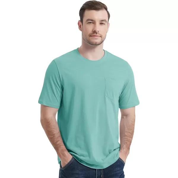 MAGCOMSEN Mens T Shirt Short Sleeve Pocket T Shirt Cotton Crewneck Tee Regular Fit Ribbed Neckline Shirt for Men
