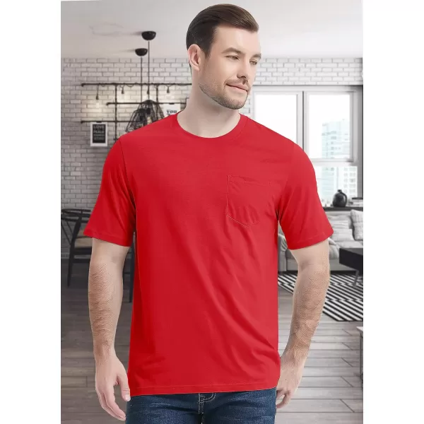 MAGCOMSEN Mens T Shirt Short Sleeve Pocket T Shirt Cotton Crewneck Tee Regular Fit Ribbed Neckline Shirt for Men