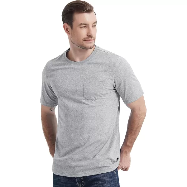 MAGCOMSEN Mens T Shirt Short Sleeve Pocket T Shirt Cotton Crewneck Tee Regular Fit Ribbed Neckline Shirt for Men