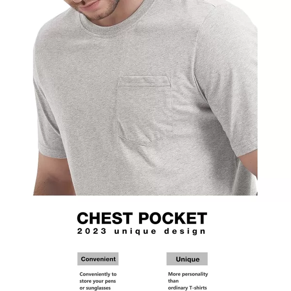 MAGCOMSEN Mens T Shirt Short Sleeve Pocket T Shirt Cotton Crewneck Tee Regular Fit Ribbed Neckline Shirt for Men