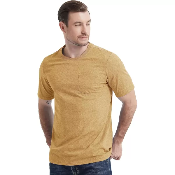MAGCOMSEN Mens T Shirt Short Sleeve Pocket T Shirt Cotton Crewneck Tee Regular Fit Ribbed Neckline Shirt for Men