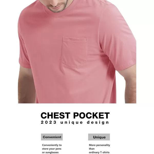 MAGCOMSEN Mens T Shirt Short Sleeve Pocket T Shirt Cotton Crewneck Tee Regular Fit Ribbed Neckline Shirt for Men
