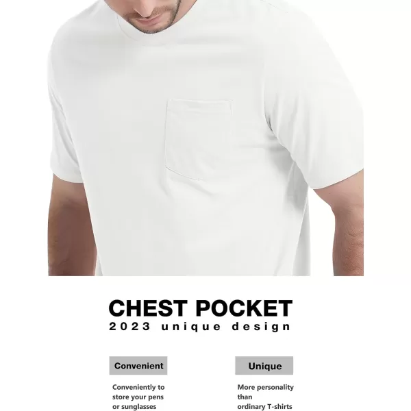 MAGCOMSEN Mens T Shirt Short Sleeve Pocket T Shirt Cotton Crewneck Tee Regular Fit Ribbed Neckline Shirt for Men