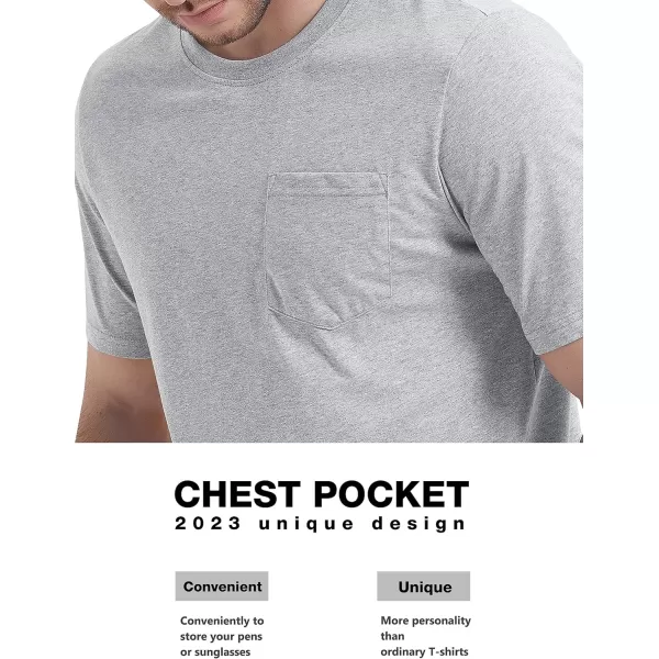 MAGCOMSEN Mens T Shirt Short Sleeve Pocket T Shirt Cotton Crewneck Tee Regular Fit Ribbed Neckline Shirt for Men