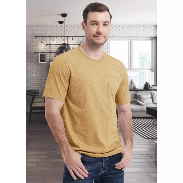 MAGCOMSEN Mens T Shirt Short Sleeve Pocket T Shirt Cotton Crewneck Tee Regular Fit Ribbed Neckline Shirt for Men