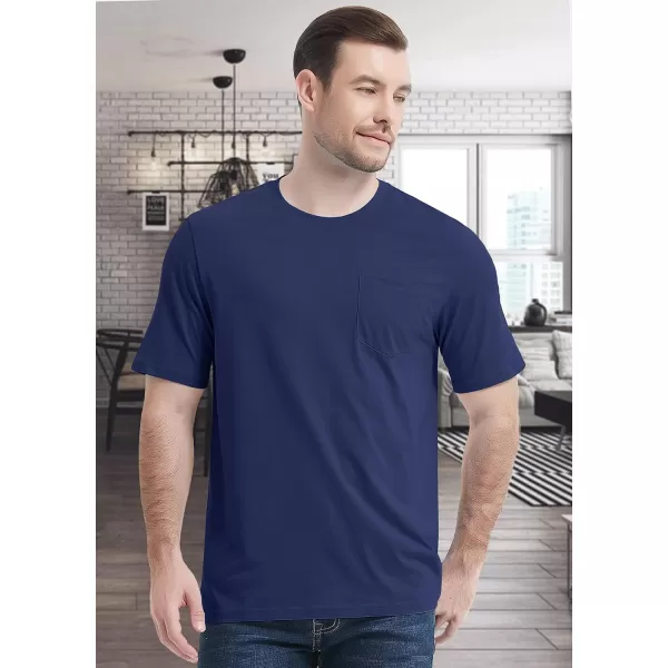 MAGCOMSEN Mens T Shirt Short Sleeve Pocket T Shirt Cotton Crewneck Tee Regular Fit Ribbed Neckline Shirt for Men
