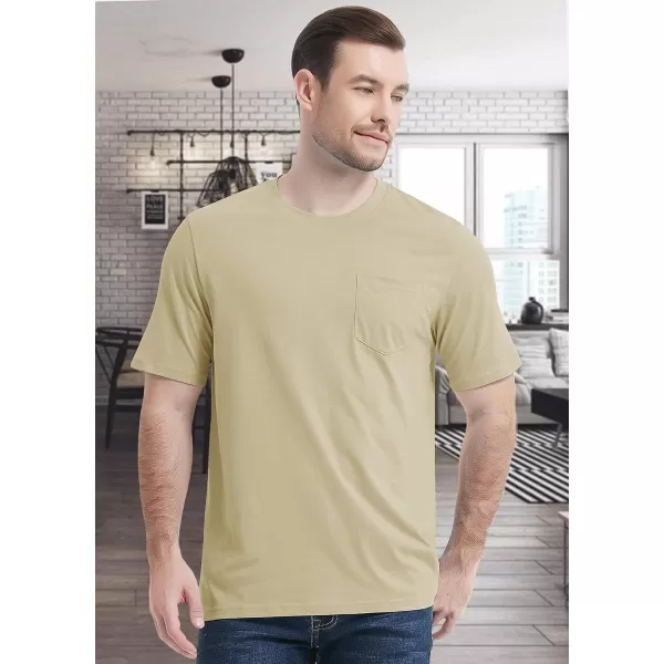 MAGCOMSEN Mens T Shirt Short Sleeve Pocket T Shirt Cotton Crewneck Tee Regular Fit Ribbed Neckline Shirt for Men