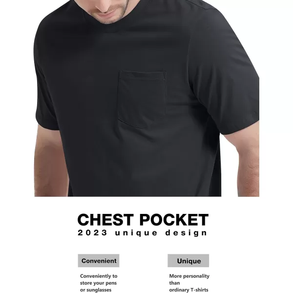 MAGCOMSEN Mens T Shirt Short Sleeve Pocket T Shirt Cotton Crewneck Tee Regular Fit Ribbed Neckline Shirt for Men