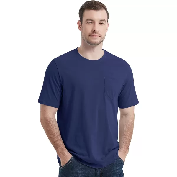 MAGCOMSEN Mens T Shirt Short Sleeve Pocket T Shirt Cotton Crewneck Tee Regular Fit Ribbed Neckline Shirt for Men