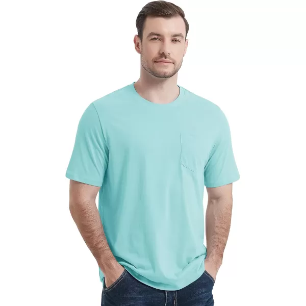 MAGCOMSEN Mens T Shirt Short Sleeve Pocket T Shirt Cotton Crewneck Tee Regular Fit Ribbed Neckline Shirt for Men