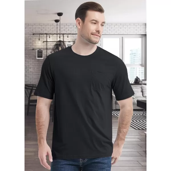 MAGCOMSEN Mens T Shirt Short Sleeve Pocket T Shirt Cotton Crewneck Tee Regular Fit Ribbed Neckline Shirt for Men
