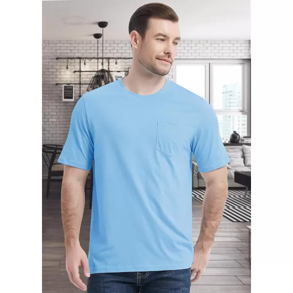 MAGCOMSEN Mens T Shirt Short Sleeve Pocket T Shirt Cotton Crewneck Tee Regular Fit Ribbed Neckline Shirt for Men