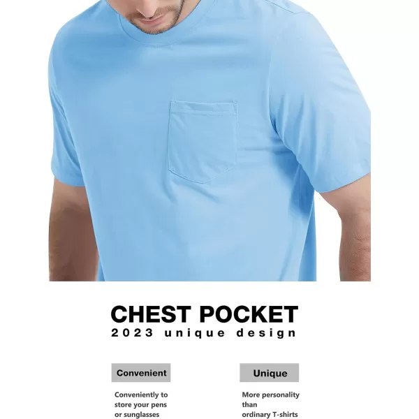 MAGCOMSEN Mens T Shirt Short Sleeve Pocket T Shirt Cotton Crewneck Tee Regular Fit Ribbed Neckline Shirt for Men
