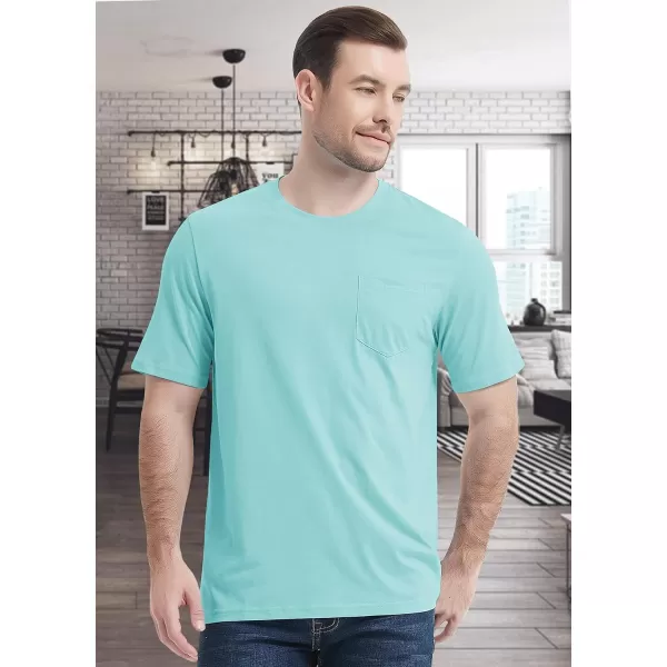 MAGCOMSEN Mens T Shirt Short Sleeve Pocket T Shirt Cotton Crewneck Tee Regular Fit Ribbed Neckline Shirt for Men