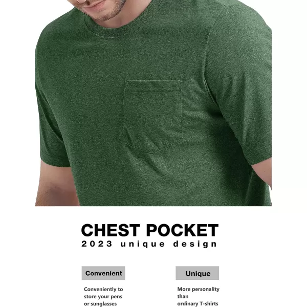 MAGCOMSEN Mens T Shirt Short Sleeve Pocket T Shirt Cotton Crewneck Tee Regular Fit Ribbed Neckline Shirt for Men