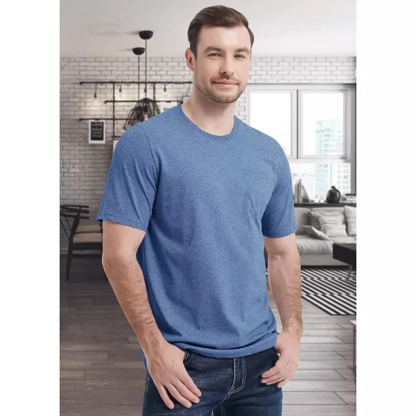 MAGCOMSEN Mens T Shirt Short Sleeve Pocket T Shirt Cotton Crewneck Tee Regular Fit Ribbed Neckline Shirt for Men