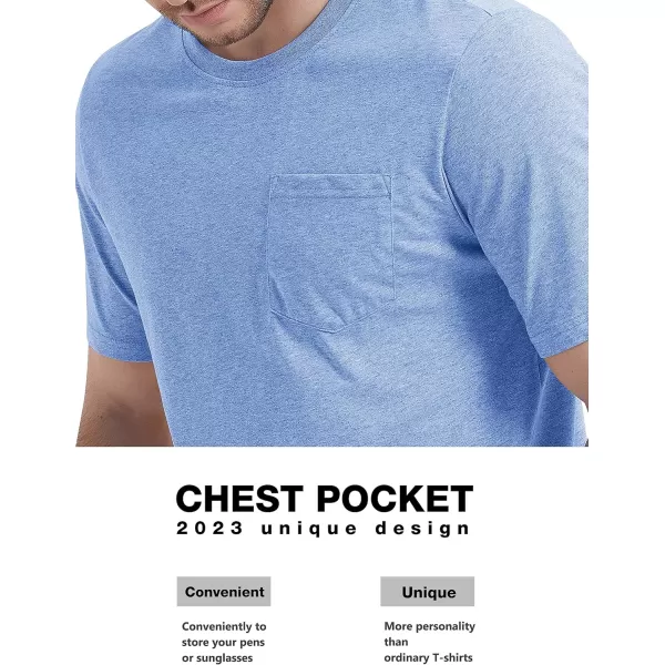 MAGCOMSEN Mens T Shirt Short Sleeve Pocket T Shirt Cotton Crewneck Tee Regular Fit Ribbed Neckline Shirt for Men