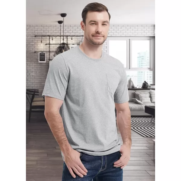 MAGCOMSEN Mens T Shirt Short Sleeve Pocket T Shirt Cotton Crewneck Tee Regular Fit Ribbed Neckline Shirt for Men