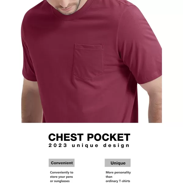 MAGCOMSEN Mens T Shirt Short Sleeve Pocket T Shirt Cotton Crewneck Tee Regular Fit Ribbed Neckline Shirt for Men