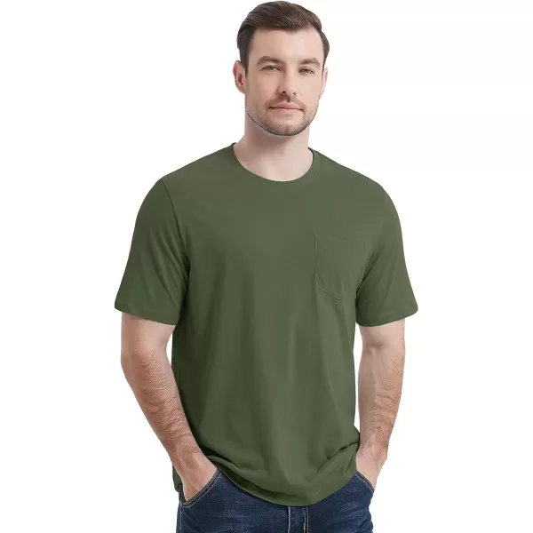MAGCOMSEN Mens T Shirt Short Sleeve Pocket T Shirt Cotton Crewneck Tee Regular Fit Ribbed Neckline Shirt for Men