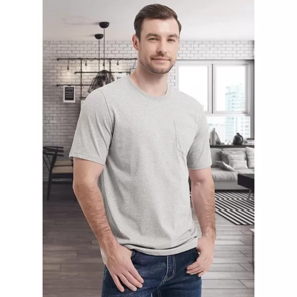 MAGCOMSEN Mens T Shirt Short Sleeve Pocket T Shirt Cotton Crewneck Tee Regular Fit Ribbed Neckline Shirt for Men