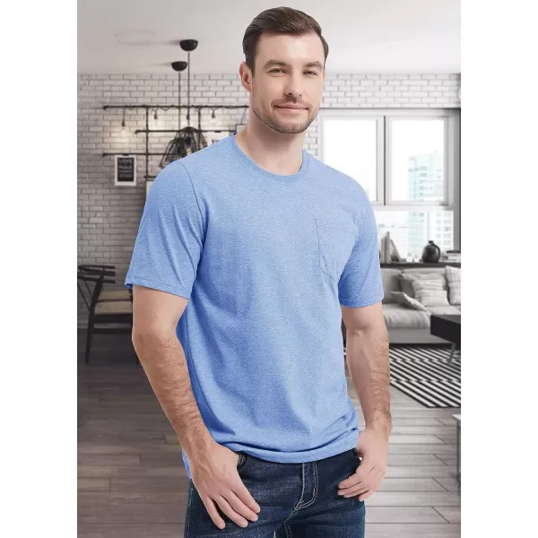 MAGCOMSEN Mens T Shirt Short Sleeve Pocket T Shirt Cotton Crewneck Tee Regular Fit Ribbed Neckline Shirt for Men