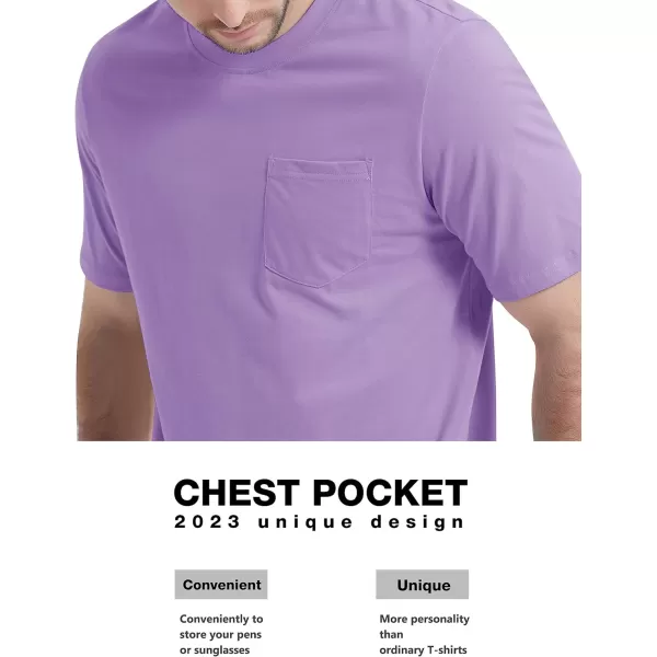 MAGCOMSEN Mens T Shirt Short Sleeve Pocket T Shirt Cotton Crewneck Tee Regular Fit Ribbed Neckline Shirt for Men