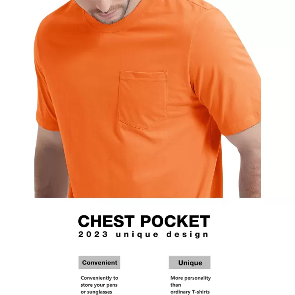 MAGCOMSEN Mens T Shirt Short Sleeve Pocket T Shirt Cotton Crewneck Tee Regular Fit Ribbed Neckline Shirt for Men