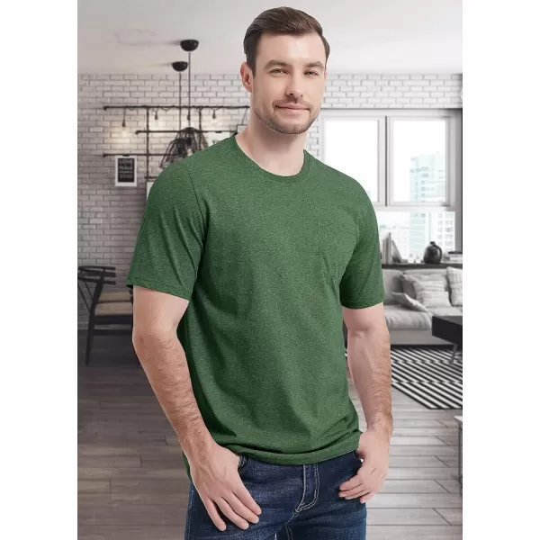 MAGCOMSEN Mens T Shirt Short Sleeve Pocket T Shirt Cotton Crewneck Tee Regular Fit Ribbed Neckline Shirt for Men
