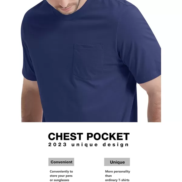 MAGCOMSEN Mens T Shirt Short Sleeve Pocket T Shirt Cotton Crewneck Tee Regular Fit Ribbed Neckline Shirt for Men