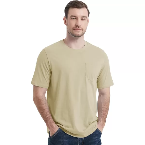 MAGCOMSEN Mens T Shirt Short Sleeve Pocket T Shirt Cotton Crewneck Tee Regular Fit Ribbed Neckline Shirt for Men