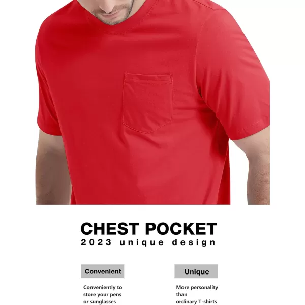 MAGCOMSEN Mens T Shirt Short Sleeve Pocket T Shirt Cotton Crewneck Tee Regular Fit Ribbed Neckline Shirt for Men