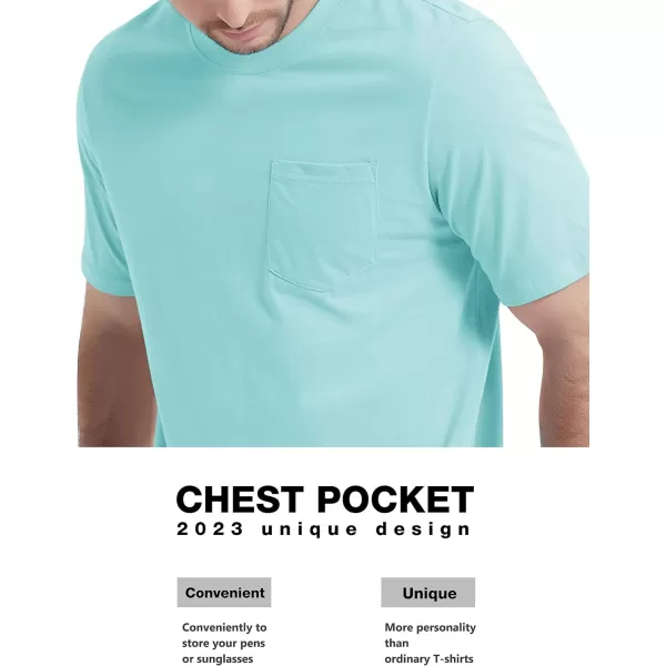 MAGCOMSEN Mens T Shirt Short Sleeve Pocket T Shirt Cotton Crewneck Tee Regular Fit Ribbed Neckline Shirt for Men